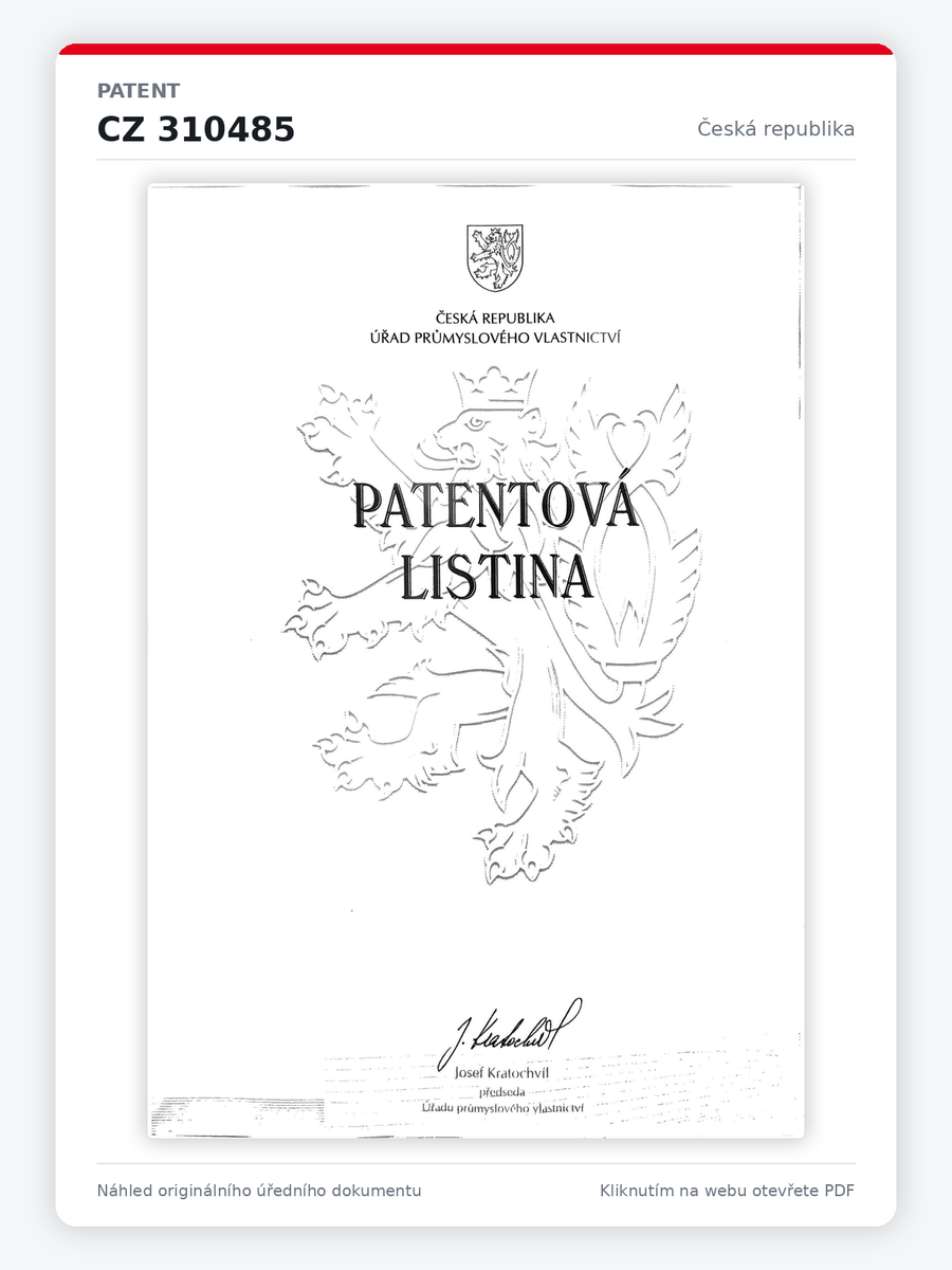 Patent č. CZ 310485